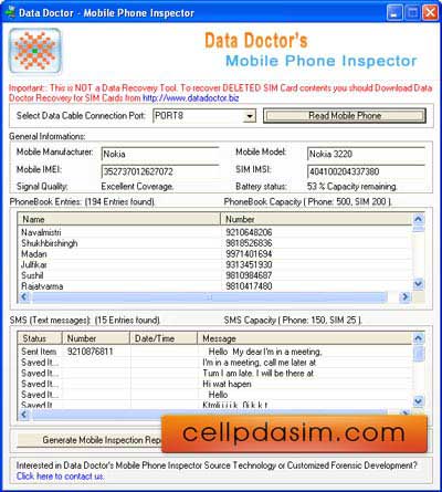 Screenshot of Mobile Phone Inspector Ex 2.0.1.5