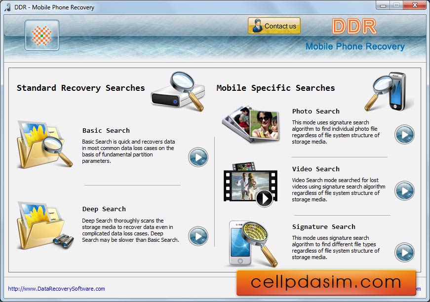 Screenshot of Cell Phone Data Recovery 5.3.1.2
