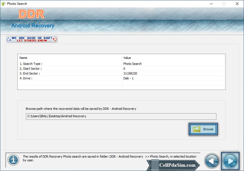 Android Data Recovery Browse the Path
