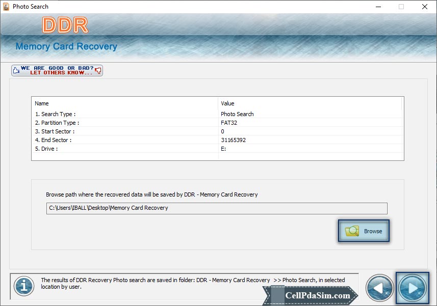 Memory Card Data Recovery Browse the Path