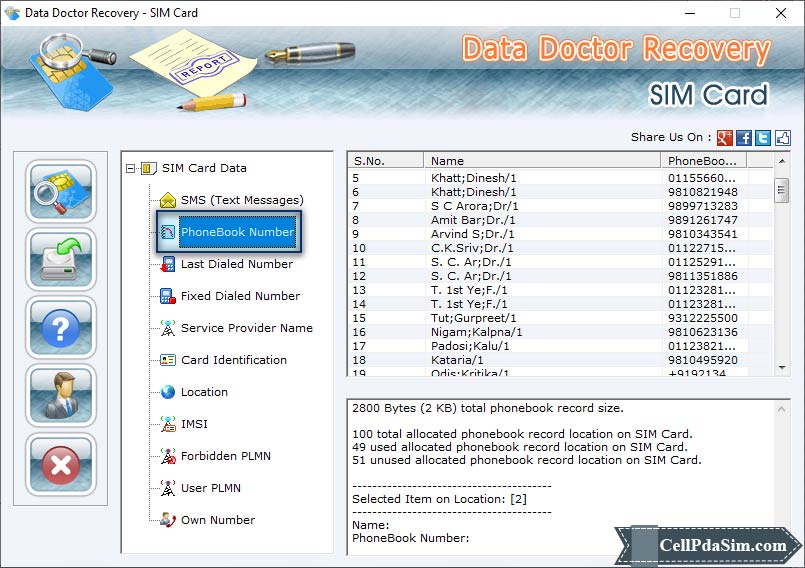 Sim Card Data Recovered SMS